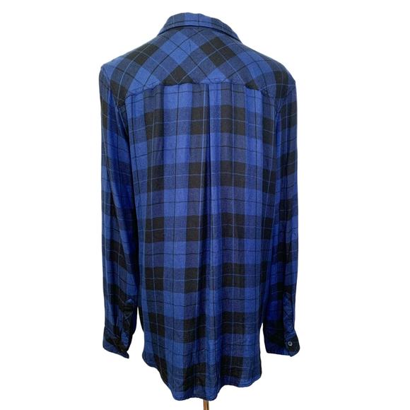 Rails Hunter Plaid Long Sleeve Button Down Top Twilight Black Blue Large - Picture 2 of 9